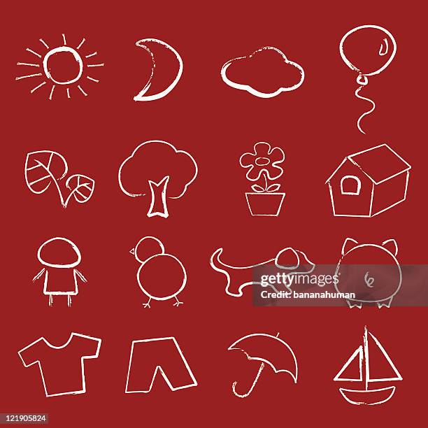 crayon doodle - dog balloon stock illustrations