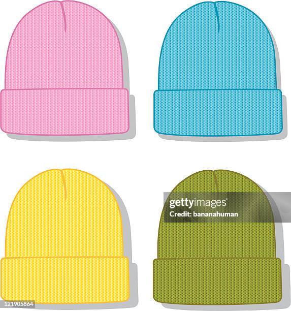 bildbanksillustrationer, clip art samt tecknat material och ikoner med fold up beanie - stickad mössa