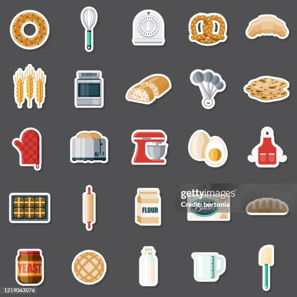 bread making sticker set - baking stock illustrations