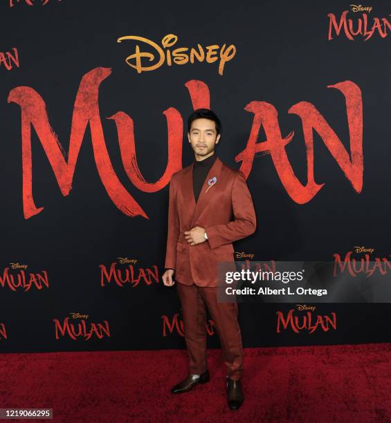 Yoson An arrives for the Premiere Of Disney's "Mulan" held at Dolby Theatre on March 9, 2020 in Hollywood, California.