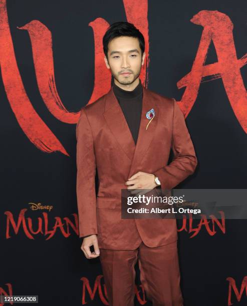 Yoson An arrives for the Premiere Of Disney's "Mulan" held at Dolby Theatre on March 9, 2020 in Hollywood, California.