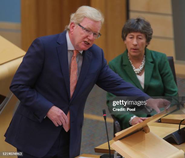 Jackson Carlaw, MSP Scottish Conservative Leader, attends First Ministers Questions at Holyrood on June 10, 2020 in Edinburgh, Scotland.