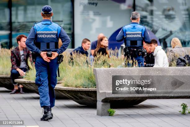 Or Special Enforcement Officers seen talking with citizens while on duty during the Coronavirus pandemic rules enforcement which consists of keeping...