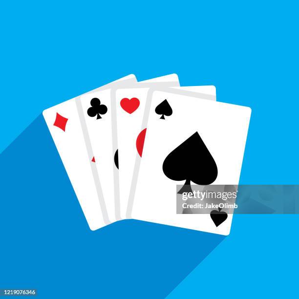 ilustrações, clipart, desenhos animados e ícones de jogando cartas planas - ace