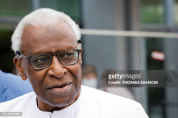 Lamine Diack , former head of International Association of Athletics Federations , from 1999 to 2015, leaves the courthouse in Paris on June 10...