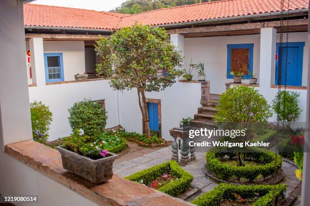 The courtyard of the Santuario de Nossa Senhora Mae dos Homens, a seminary and school converted into a pousada in Caraca, Minas Gerais in Brazil.