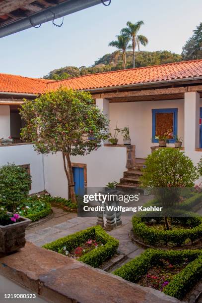 The courtyard of the Santuario de Nossa Senhora Mae dos Homens, a seminary and school converted into a pousada in Caraca, Minas Gerais in Brazil.