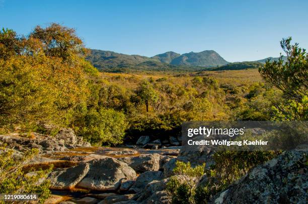 The savannah landscape at the Cascatinha Waterfall near the Santuario de Nossa Senhora Mae dos Homens, a seminary and school converted into a pousada...