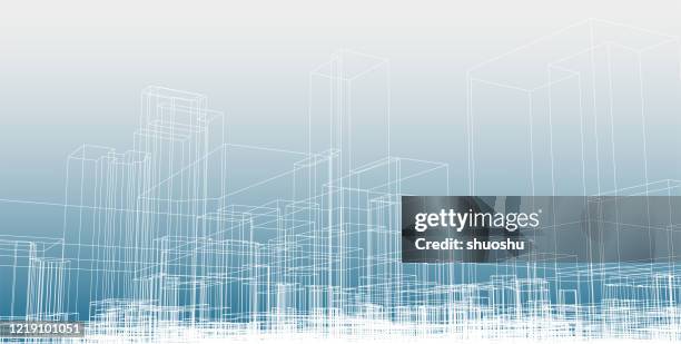 minimalism line city structure blueprint background - architecture drawing background stock illustrations
