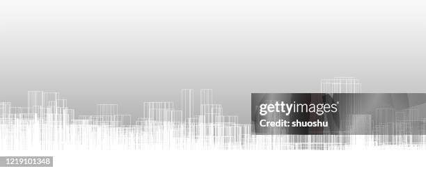 abstract gray line style city perspective structure background - city background stock illustrations