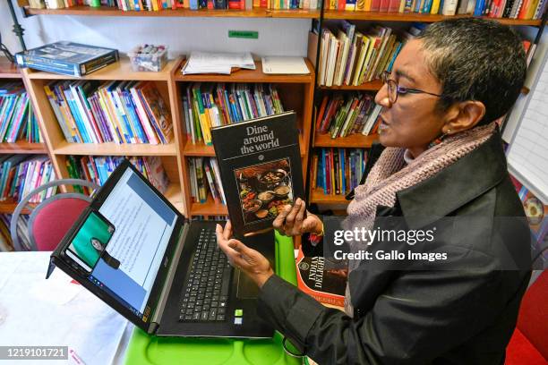 Ponnie Moodley educates her online students during an interview on June 09, 2020 in Johannesburg, South Africa. The veteran educator of 31 years has...