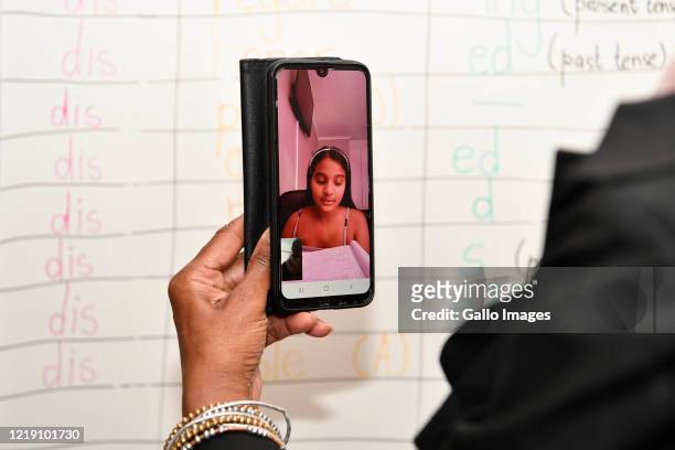 Ponnie Moodley educates her online students during an interview on June 09, 2020 in Johannesburg, South Africa. The veteran educator of 31 years has...