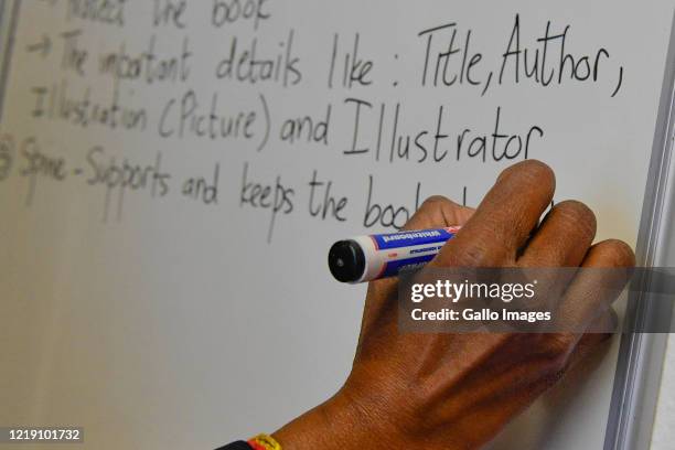 Ponnie Moodley educates her online students during an interview on June 09, 2020 in Johannesburg, South Africa. The veteran educator of 31 years has...