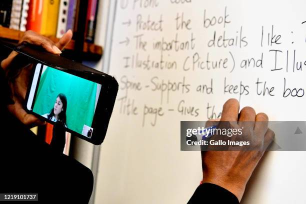 Ponnie Moodley educates her online students during an interview on June 09, 2020 in Johannesburg, South Africa. The veteran educator of 31 years has...