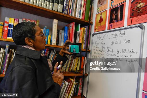 Ponnie Moodley educates her online students during an interview on June 09, 2020 in Johannesburg, South Africa. The veteran educator of 31 years has...