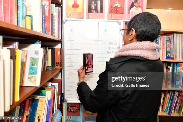 Ponnie Moodley educates her online students during an interview on June 09, 2020 in Johannesburg, South Africa. The veteran educator of 31 years has...