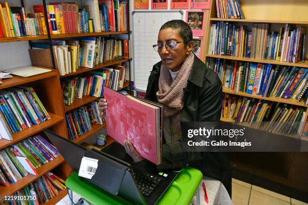 Ponnie Moodley educates her online students during an interview on June 09, 2020 in Johannesburg, South Africa. The veteran educator of 31 years has...