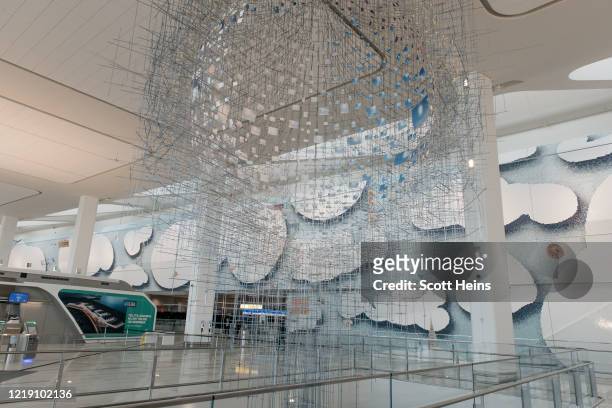 The interior of LaGuardia Airport's new Terminal B on June 10, 2020 in New York City. Citing LaGuardia Airport's old age and criticisms comparing it...
