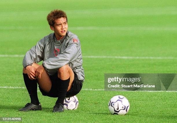 Junich Inamoto of Arsenal during an Arsenal training session on October 23, 2001 in St. Albans, England.