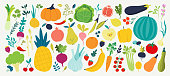 Doodle fruits. Natural tropical fruit, doodles citrus orange and vitamin lemon. Vegan kitchen apple hand drawn vector illustration