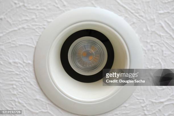 low angle view of a recessed lled light fixture - recessed lighting ceiling stock pictures, royalty-free photos & images