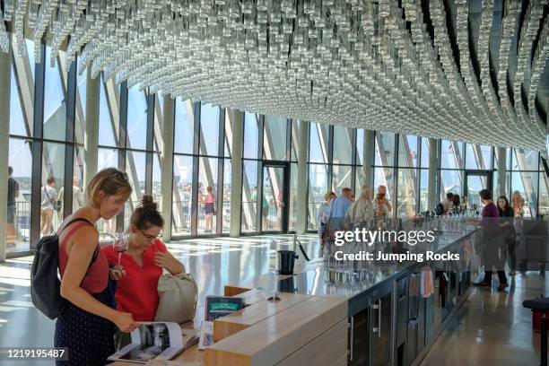 Tasting Room and View Point atop La Cite du Vin Museum, Bordeaux City, France.