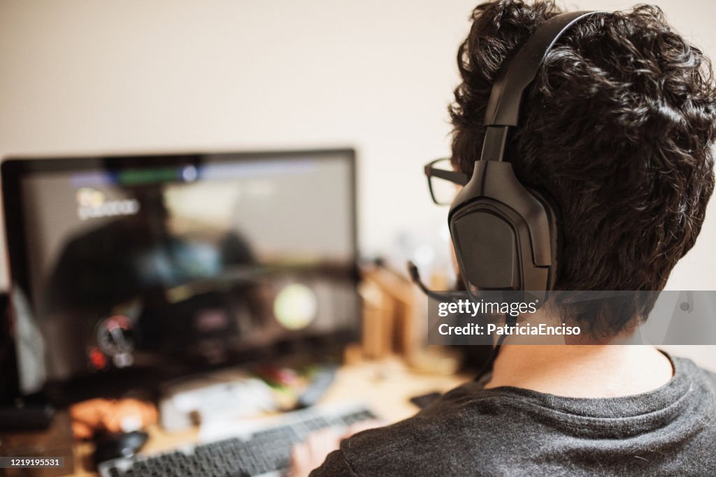 Man playing videogames