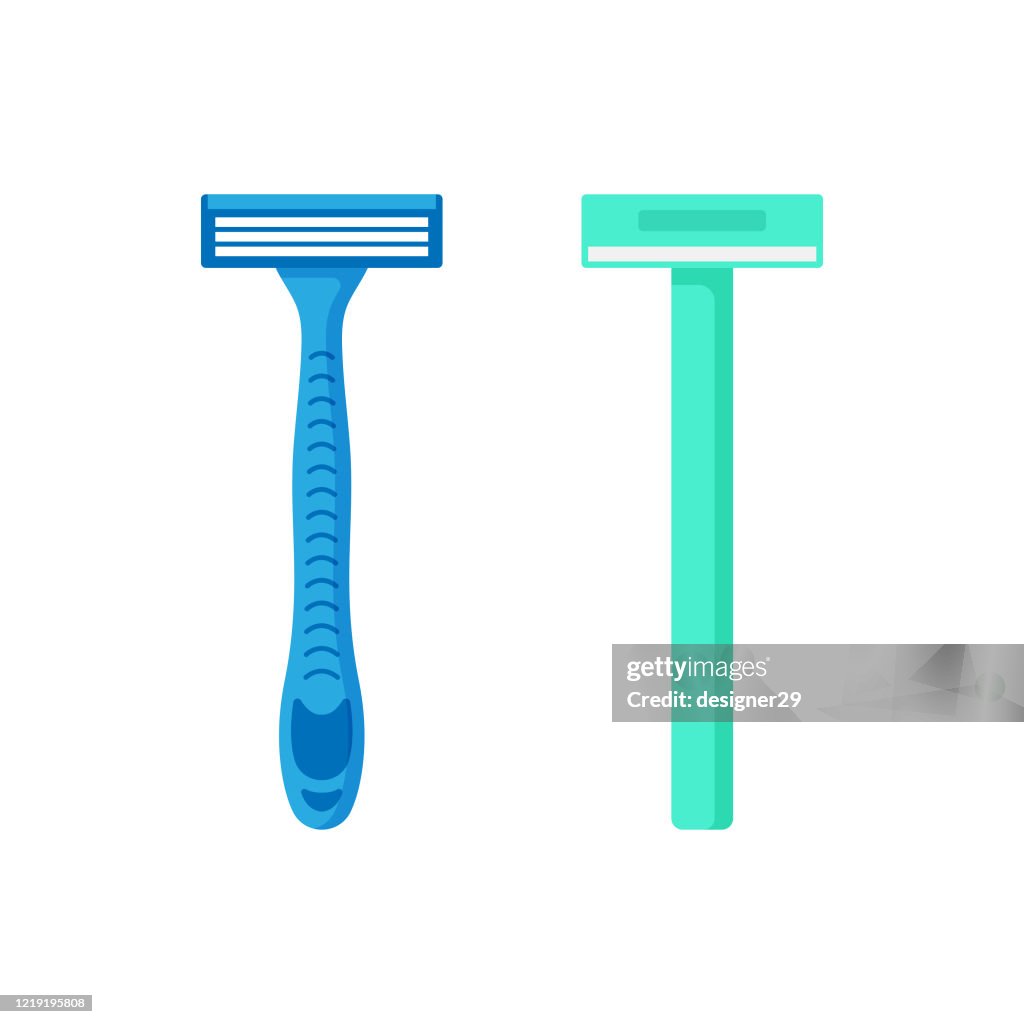 Razor Blade Icon Set Flat Design.