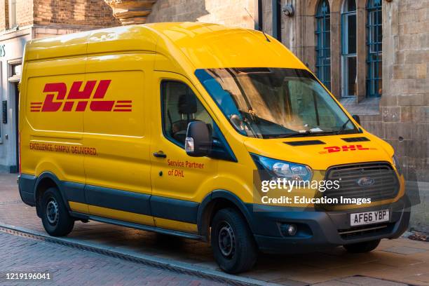 Express delivery van on parked the street. UK.