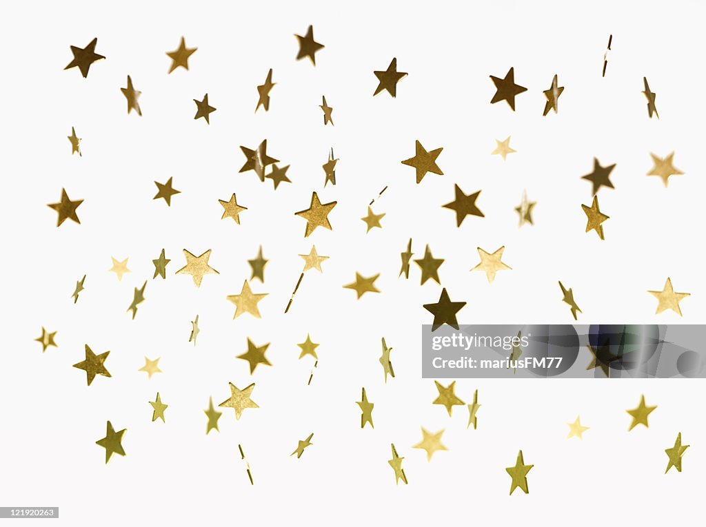 Illustration of golden stars falling background