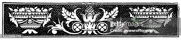 illustrations, cliparts, dessins animés et icônes de art nouveau style design ornemental décoratif - 19ème siècle - coupe à fruits
