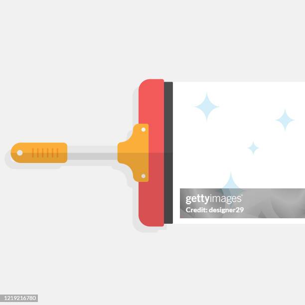 bildbanksillustrationer, clip art samt tecknat material och ikoner med squeegee och torkar skrapverktyg icon flat design. rengöring concept vector design. - vindrutetorkare