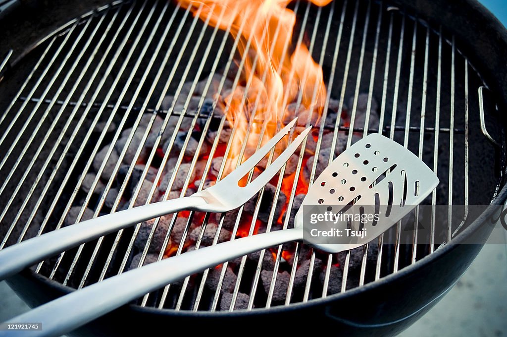 Grill on fire