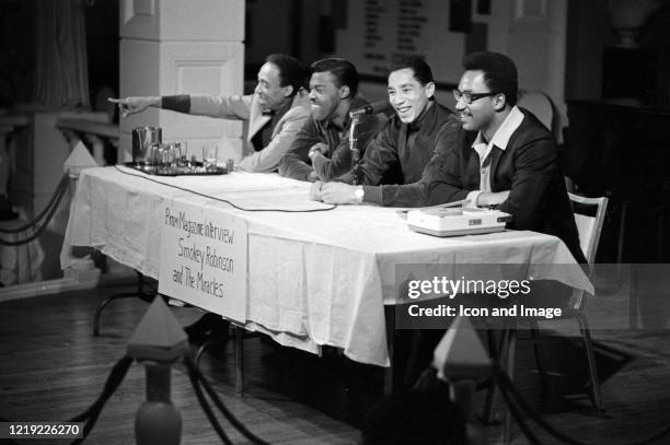 American singer, songwriter and record producer Smokey Robinson with Ronnie White , Bobby Rogers and Pete Moore , collectively known as The Miracles,...