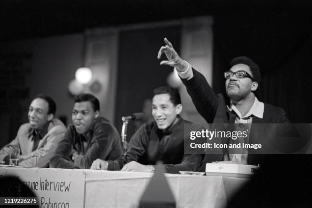 American singer, songwriter and record producer Smokey Robinson with Ronnie White , Bobby Rogers and Pete Moore , collectively known as The Miracles,...