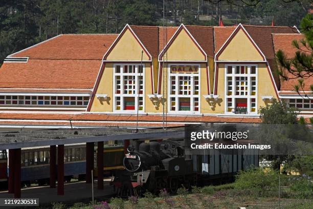 Old French colonial Cremaillere railway station Dalat south east Vietnam.