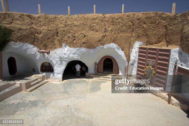 Door built for the Star Wars film series at right of Hotel Sidi Idris compound Matmata Tunisia.