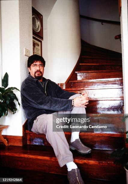 Chilean writer Luis Sepulveda , Gijon, 11th April 2003. Photo by Leonardo Cendamo / Getty Images