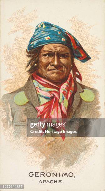 Geronimo, Apache, from the American Indian Chiefs series for Allen & Ginter Cigarettes Brands, 1888. Artist Allen & Ginter.