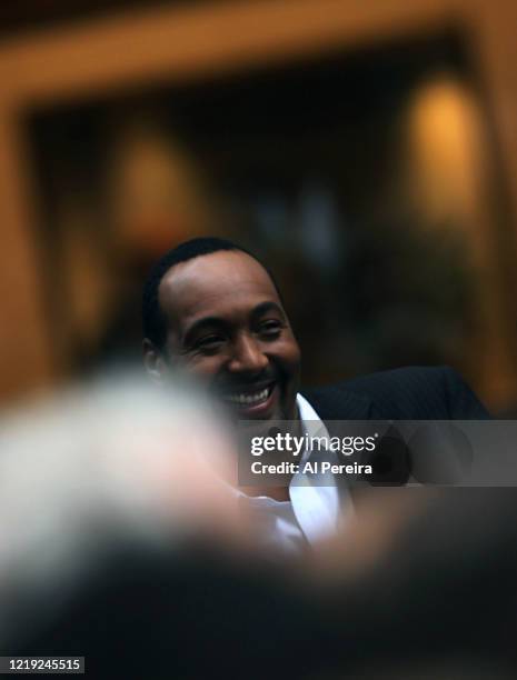 Jesse L. Martin follows the action when Tony Bennett and Billy Joel perform on NBC's "Today" Show at Rockerfeller Plaza on September 22, 2006 in New...