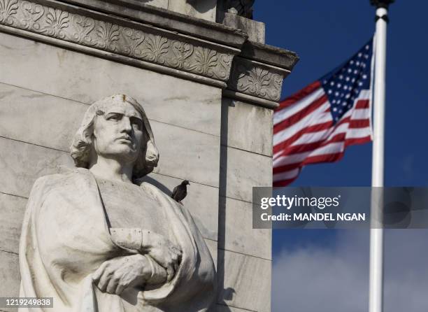 By Karin ZEITVOGEL, Lifestyle-US-holiday-Columbus A 06 October 2007 photo shows the statue of Christopher Columbus at Columbus Circle in front of...