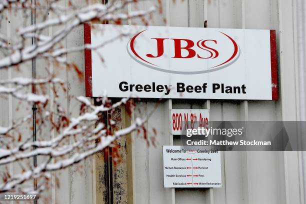 The Greeley JBS meat packing plant sits idle on April 16, 2020 in Greeley, Colorado. The meat packing facility has voluntarily closed until April 24...