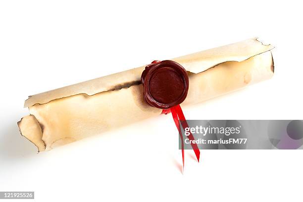 old sealed scroll document - sealed scroll stock pictures, royalty-free photos & images