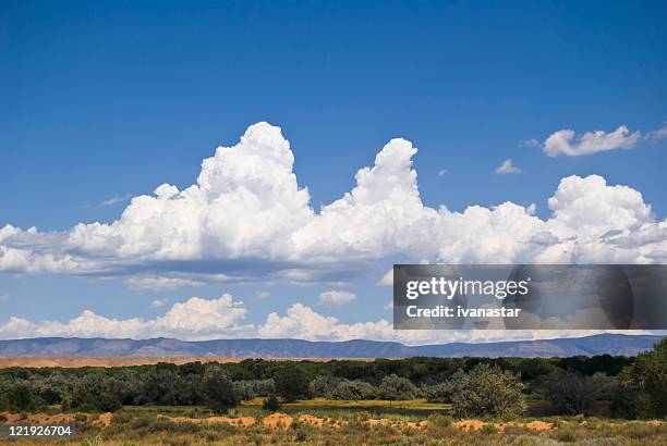 southwestern landscape with sandia mountains - sandia mountains stockfoto's en -beelden