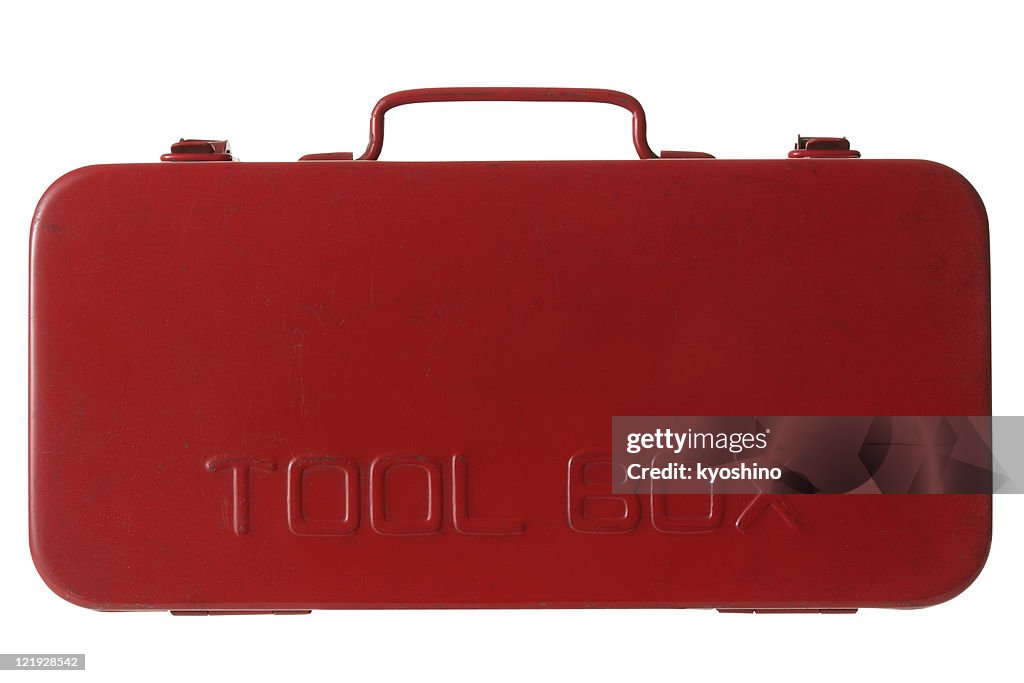 Isolierte Schuss von red-toolbox auf weißem Hintergrund