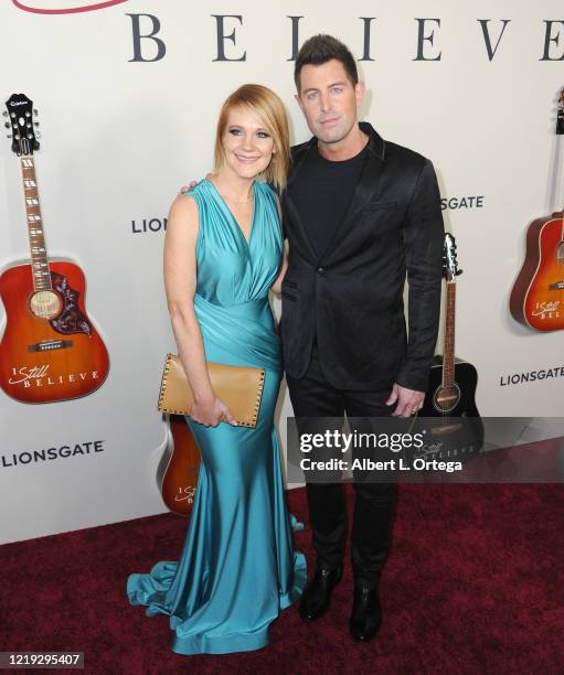 Jeremy Camp and wife Adrienne Camp arrives for the Premiere Of Lionsgate's "I Still Believe" held at ArcLight Hollywood on March 7, 2020 in...