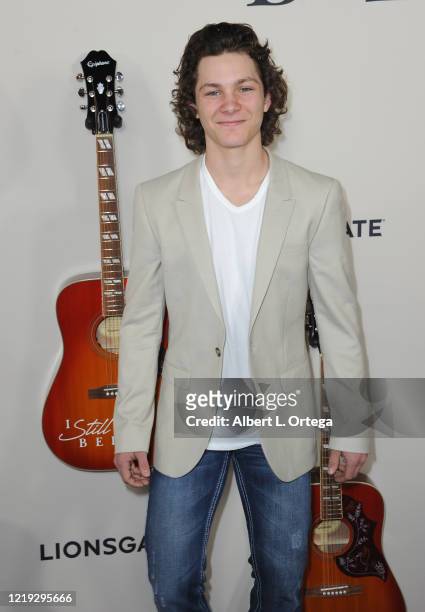 Montana Jordan arrives for the Premiere Of Lionsgate's "I Still Believe" held at ArcLight Hollywood on March 7, 2020 in Hollywood, California.