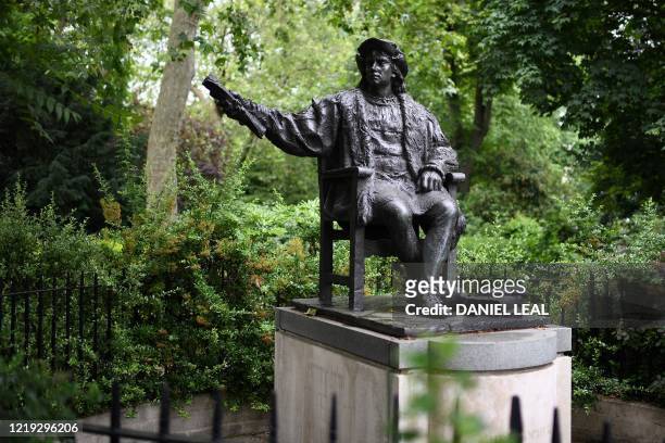 Statue of Christopher Columbus, is pictured in Belgrave Square in London on June 11, 2020. - Clive began his career as a British military officer and...