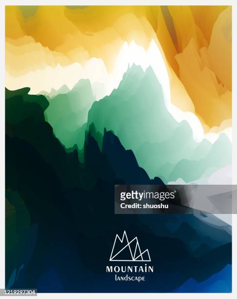 ilustrações, clipart, desenhos animados e ícones de fundo de cena da paisagem da montanha efeito aquarela abstrata - canyon