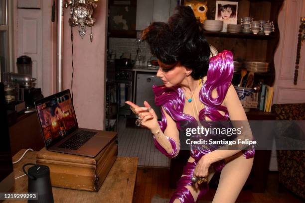 Susanne Bartsch hosts her 'ONTOP' ONLINE party via ZOOM on April 16, 2020 in New York City.